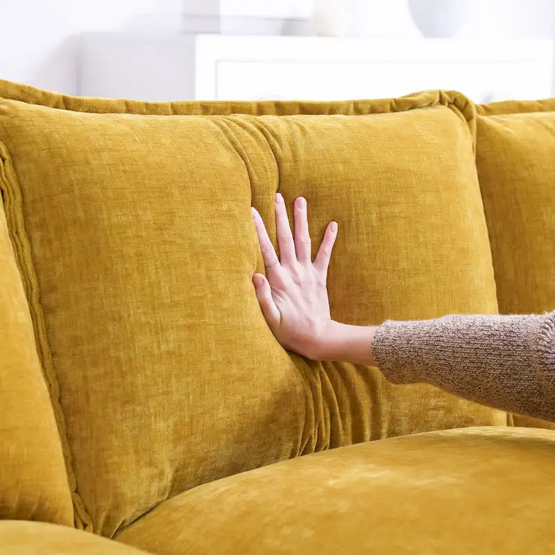 118 Chenille L-förmiges Sektionalsofa mit umkehrbarer Recamiere, 5-Sitzer Wolkencouch und Armlehnen-Stauraum & Kissen