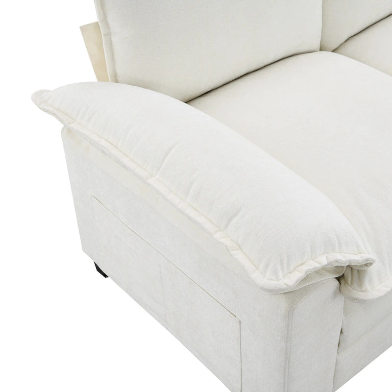 118 Chenille L-förmiges Sektionalsofa mit umkehrbarer Recamiere, 5-Sitzer Wolkencouch und Armlehnen-Stauraum & Kissen