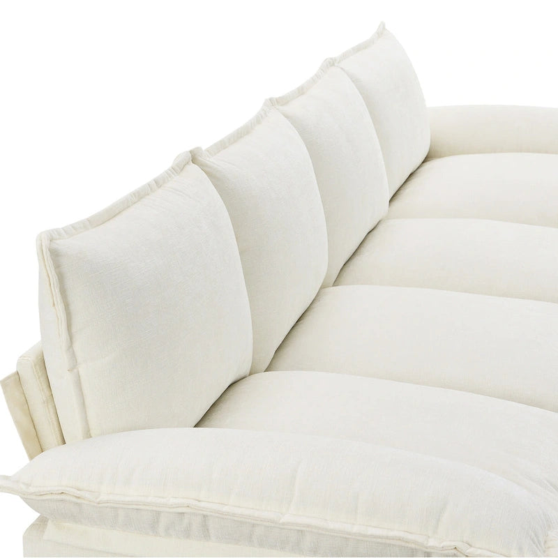118 Chenille L-förmiges Sektionalsofa mit umkehrbarer Recamiere, 5-Sitzer Wolkencouch und Armlehnen-Stauraum & Kissen