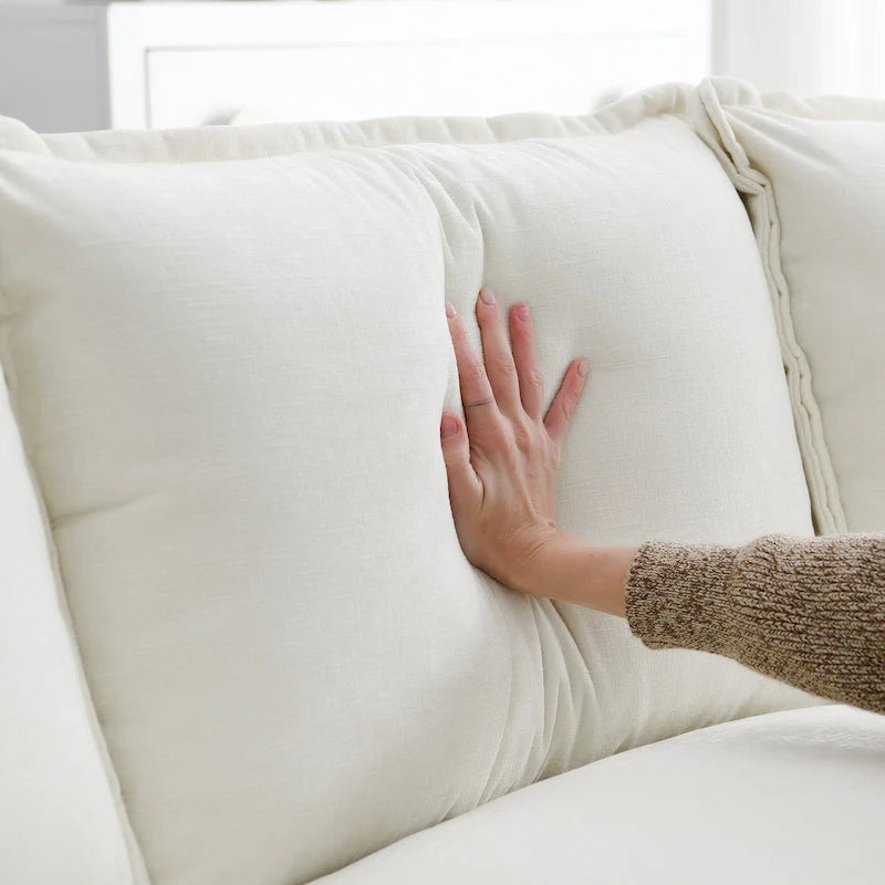 118 Chenille L-förmiges Sektionalsofa mit umkehrbarer Recamiere, 5-Sitzer Wolkencouch und Armlehnen-Stauraum & Kissen