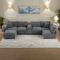 140 Cord-U-förmiges modulares Ecksofa mit Stauraum-Ottomane und Konsole, USB-Ladegerät, Getränkehaltern und 76 cm breiten Sitzen