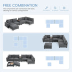 140 Cord-U-förmiges modulares Ecksofa mit Stauraum-Ottomane und Konsole, USB-Ladegerät, Getränkehaltern und 76 cm breiten Sitzen