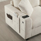140 Cord-U-förmiges modulares Ecksofa mit Stauraum-Ottomane und Konsole, USB-Ladegerät, Getränkehaltern und 76 cm breiten Sitzen