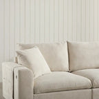 140 Cord-U-förmiges modulares Ecksofa mit Stauraum-Ottomane und Konsole, USB-Ladegerät, Getränkehaltern und 76 cm breiten Sitzen
