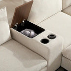 140 Cord-U-förmiges modulares Ecksofa mit Stauraum-Ottomane und Konsole, USB-Ladegerät, Getränkehaltern und 76 cm breiten Sitzen