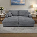 86,5 Corduroy Récamiere Schlafsofa mit USB-Anschlüssen, Getränkehaltern und 8 dicken Kissen