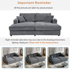86,5 Corduroy Récamiere Schlafsofa mit USB-Anschlüssen, Getränkehaltern und 8 dicken Kissen
