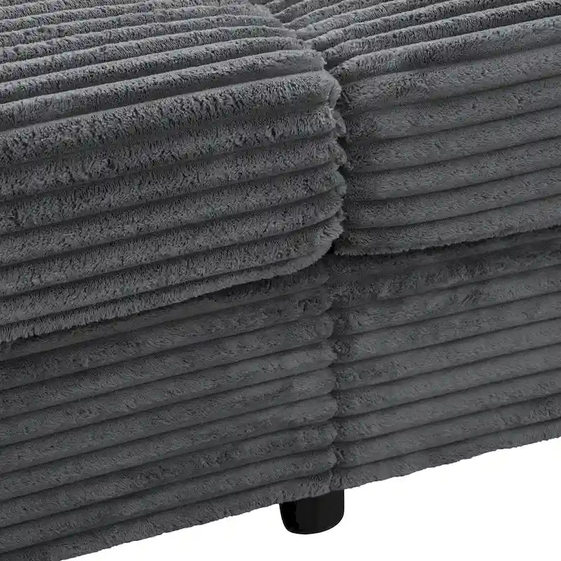 86,5 Corduroy Récamiere Schlafsofa mit USB-Anschlüssen, Getränkehaltern und 8 dicken Kissen
