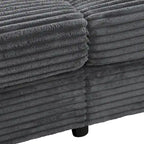 86,5 Corduroy Récamiere Schlafsofa mit USB-Anschlüssen, Getränkehaltern und 8 dicken Kissen