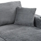 86,5 Corduroy Récamiere Schlafsofa mit USB-Anschlüssen, Getränkehaltern und 8 dicken Kissen