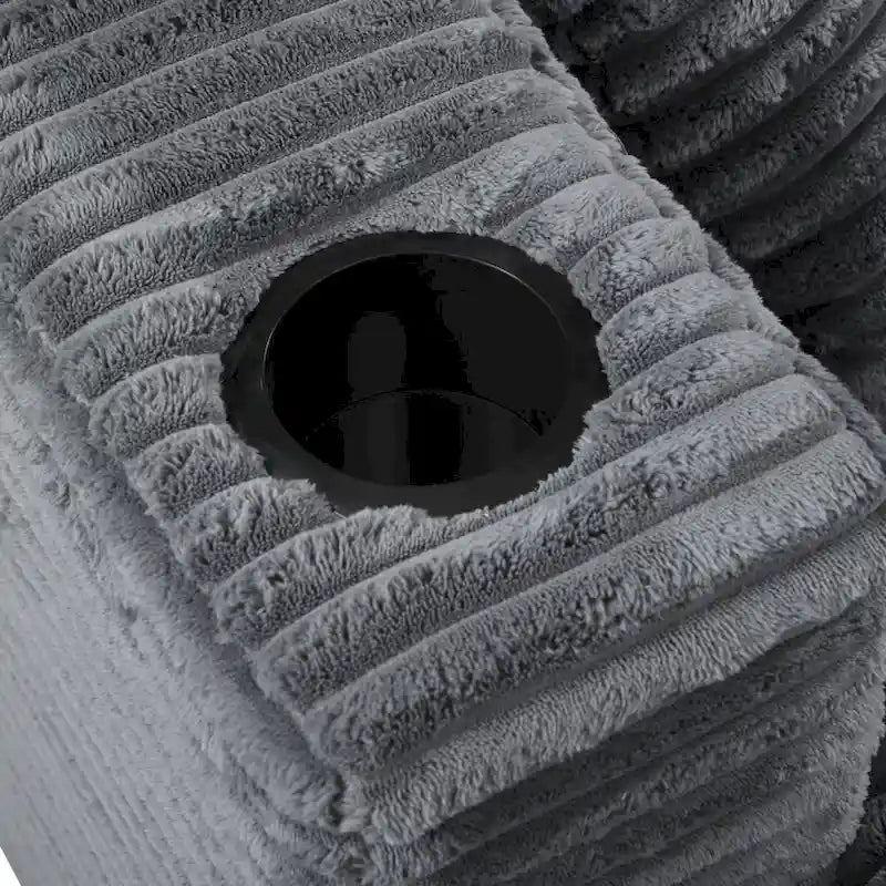 86,5 Corduroy Récamiere Schlafsofa mit USB-Anschlüssen, Getränkehaltern und 8 dicken Kissen