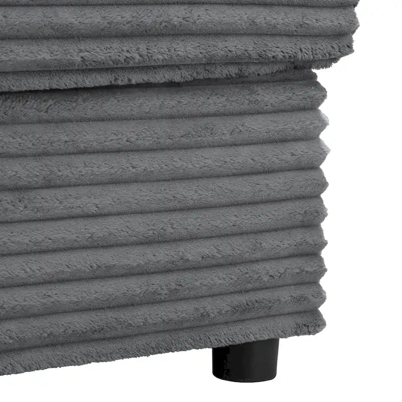 86,5 Corduroy Récamiere Schlafsofa mit USB-Anschlüssen, Getränkehaltern und 8 dicken Kissen