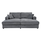 86,5 Corduroy Récamiere Schlafsofa mit USB-Anschlüssen, Getränkehaltern und 8 dicken Kissen