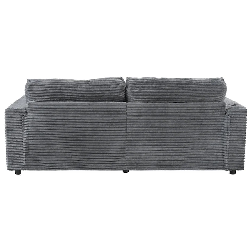86,5 Corduroy Récamiere Schlafsofa mit USB-Anschlüssen, Getränkehaltern und 8 dicken Kissen