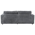 86,5 Corduroy Récamiere Schlafsofa mit USB-Anschlüssen, Getränkehaltern und 8 dicken Kissen