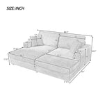 86,5 Corduroy Récamiere Schlafsofa mit USB-Anschlüssen, Getränkehaltern und 8 dicken Kissen