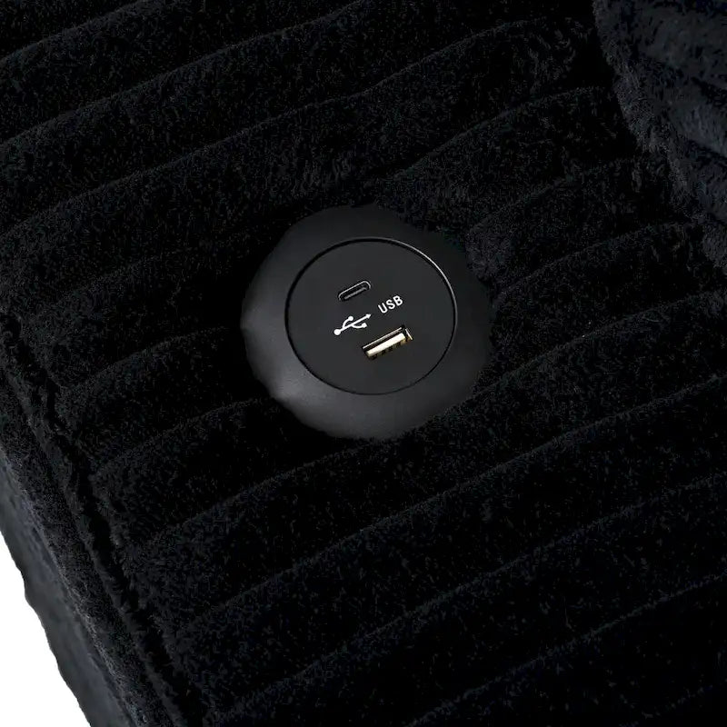 86,5 Corduroy Récamiere Schlafsofa mit USB-Anschlüssen, Getränkehaltern und 8 dicken Kissen