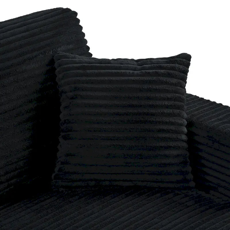 86,5 Corduroy Récamiere Schlafsofa mit USB-Anschlüssen, Getränkehaltern und 8 dicken Kissen