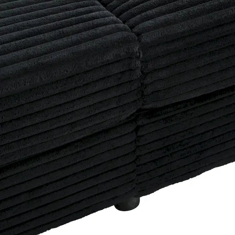 86,5 Corduroy Récamiere Schlafsofa mit USB-Anschlüssen, Getränkehaltern und 8 dicken Kissen