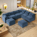 126 Polyester 8-teiliges modulares Schlafsofa mit Stauraum, doppelstöckigen Kunstlederkissen und anpassbarer Konfiguration