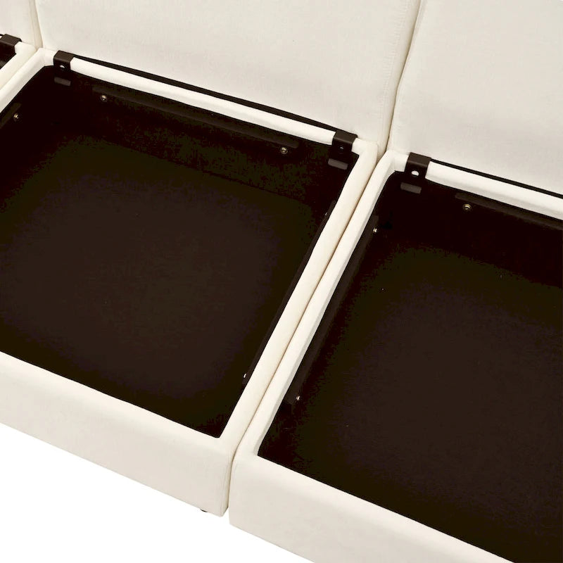 126 Polyester 8-teiliges modulares Schlafsofa mit Stauraum, doppelstöckigen Kunstlederkissen und anpassbarer Konfiguration