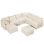 126 Polyester 8-teiliges modulares Schlafsofa mit Stauraum, doppelstöckigen Kunstlederkissen und anpassbarer Konfiguration
