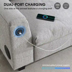 96 Chenille Smart Sektionssofa mit Bluetooth-Lautsprecher, herunterklappbarem Tisch und USB-Ladegerät und 3-Sitzer Cloud-Sofa
