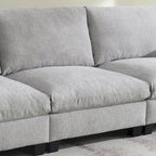 96 Chenille Smart Sektionssofa mit Bluetooth-Lautsprecher, herunterklappbarem Tisch und USB-Ladegerät und 3-Sitzer Cloud-Sofa
