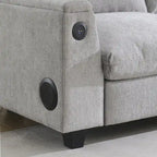 96 Chenille Smart Sektionssofa mit Bluetooth-Lautsprecher, herunterklappbarem Tisch und USB-Ladegerät und 3-Sitzer Cloud-Sofa