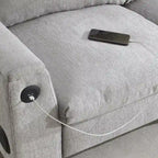 96 Chenille Smart Sektionssofa mit Bluetooth-Lautsprecher, herunterklappbarem Tisch und USB-Ladegerät und 3-Sitzer Cloud-Sofa