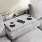 96 Chenille Smart Sektionssofa mit Bluetooth-Lautsprecher, herunterklappbarem Tisch und USB-Ladegerät und 3-Sitzer Cloud-Sofa