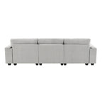 96 Chenille Smart Sektionssofa mit Bluetooth-Lautsprecher, herunterklappbarem Tisch und USB-Ladegerät und 3-Sitzer Cloud-Sofa