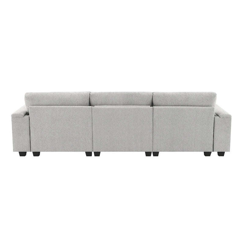 96 Chenille Smart Sektionssofa mit Bluetooth-Lautsprecher, herunterklappbarem Tisch und USB-Ladegerät und 3-Sitzer Cloud-Sofa