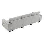 96 Chenille Smart Sektionssofa mit Bluetooth-Lautsprecher, herunterklappbarem Tisch und USB-Ladegerät und 3-Sitzer Cloud-Sofa