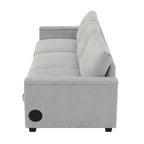 96 Chenille Smart Sektionssofa mit Bluetooth-Lautsprecher, herunterklappbarem Tisch und USB-Ladegerät und 3-Sitzer Cloud-Sofa