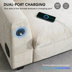 96 Chenille Smart Sektionssofa mit Bluetooth-Lautsprecher, herunterklappbarem Tisch und USB-Ladegerät und 3-Sitzer Cloud-Sofa