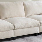 96 Chenille Smart Sektionssofa mit Bluetooth-Lautsprecher, herunterklappbarem Tisch und USB-Ladegerät und 3-Sitzer Cloud-Sofa