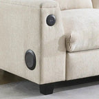 96 Chenille Smart Sektionssofa mit Bluetooth-Lautsprecher, herunterklappbarem Tisch und USB-Ladegerät und 3-Sitzer Cloud-Sofa