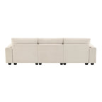 96 Chenille Smart Sektionssofa mit Bluetooth-Lautsprecher, herunterklappbarem Tisch und USB-Ladegerät und 3-Sitzer Cloud-Sofa