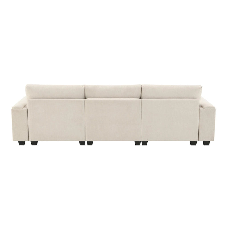 96 Chenille Smart Sektionssofa mit Bluetooth-Lautsprecher, herunterklappbarem Tisch und USB-Ladegerät und 3-Sitzer Cloud-Sofa