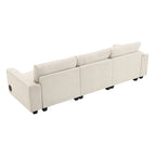 96 Chenille Smart Sektionssofa mit Bluetooth-Lautsprecher, herunterklappbarem Tisch und USB-Ladegerät und 3-Sitzer Cloud-Sofa
