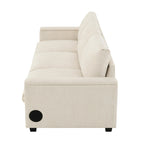 96 Chenille Smart Sektionssofa mit Bluetooth-Lautsprecher, herunterklappbarem Tisch und USB-Ladegerät und 3-Sitzer Cloud-Sofa