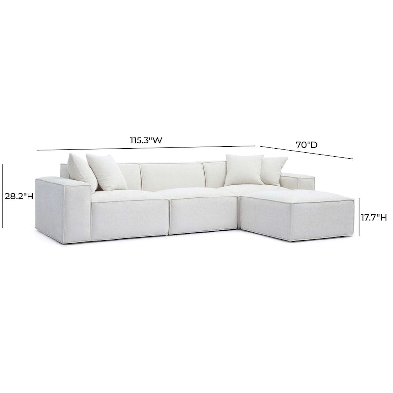 Mindy Chenille Modularsofa mit Korbflechtmuster - 115,3B x 70T x 28,2H