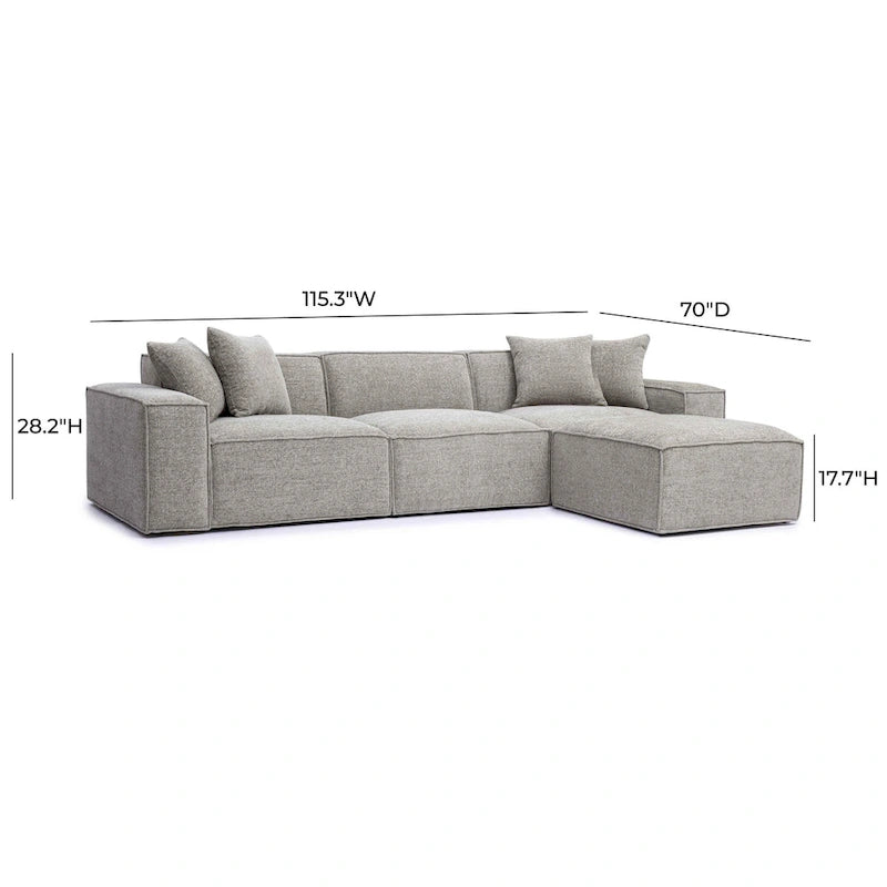 Mindy Chenille Modularsofa mit Korbflechtmuster - 115,3B x 70T x 28,2H