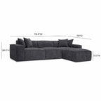 Mindy Chenille Modularsofa mit Korbflechtmuster - 115,3B x 70T x 28,2H