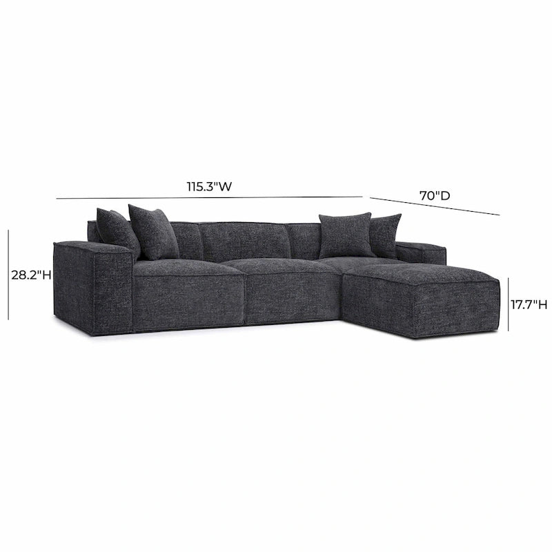 Mindy Chenille Modularsofa mit Korbflechtmuster - 115,3B x 70T x 28,2H