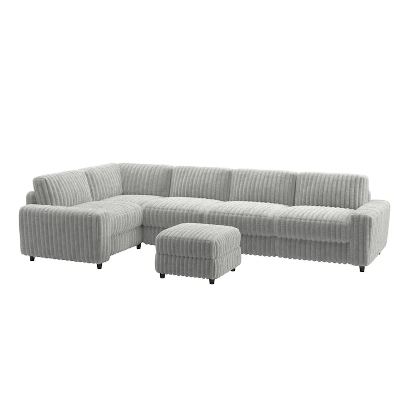 Veyron Furry Channel-Stoff Daunenfüllung L-förmiges 4-Sitzer Modulsofa mit Ottoman von iNSPIRE Q Modern