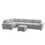 Veyron Furry Channel-Stoff Daunenfüllung L-förmiges 4-Sitzer Modulsofa mit Ottoman von iNSPIRE Q Modern