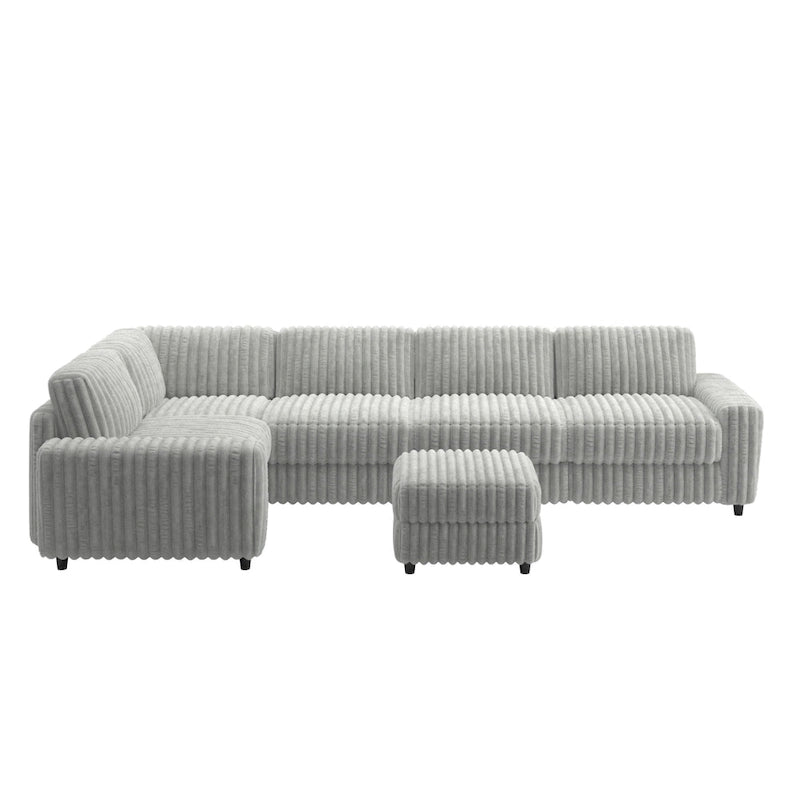 Veyron Furry Channel-Stoff Daunenfüllung L-förmiges 4-Sitzer Modulsofa mit Ottoman von iNSPIRE Q Modern