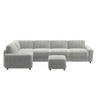 Veyron Furry Channel-Stoff Daunenfüllung L-förmiges 4-Sitzer Modulsofa mit Ottoman von iNSPIRE Q Modern